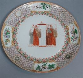 Lot 148 Chinese Export Plate Scene with 4 Men and Scroll.