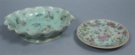 Lot 149 2pcs Chinese Porcelain. Scalloped bowl and small 