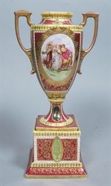 Lot 156 ROYAL VIENNA Austrian Porcelain Urn. Handled vase