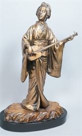 Lot 160 Heavy Metal Japanese Sculpture Woman with Instrum