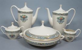 Lot 161 5pc LENOX Autumn China. 2 teapots, creamer, sugar