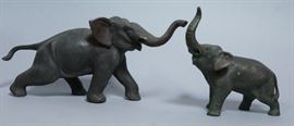 Lot 162 2 Japanese Bronze Elephants. Meiji period. Smalle