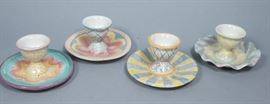 Lot 164 4 MACKENZIE CHILDS Egg Cups. 1991, 1992. Pastel c