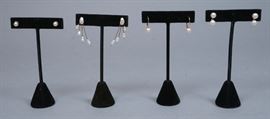 Lot 187 4 pr 14K Gold Pearl Ladies Pierced Earrings. 2 pa