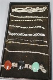 Lot 204 9pc Sterling Silver Bracelet Jewelry Lot. Sterlin