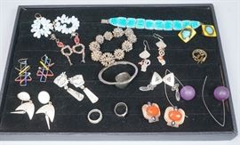 Lot 215 16pc Contemporary Craft Jewelry Lot. 3 bracelets,