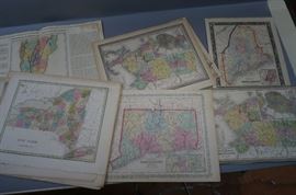 Lot 382 18 pcs Maps of New England  New York 19th Centur