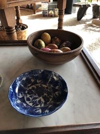 Russian eggs, wood and glass as well as stone, chinese antique small bowl