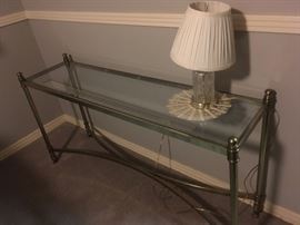 BRASS AND GLASS SOFA TABLE GREAT LOOKING!!