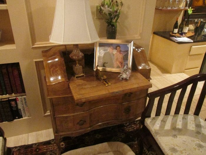 Old desk, lamp milkite