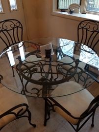Wrought iron and glass kitchen table 