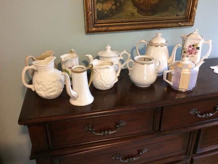 Teapots and pitcher