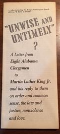 Near mint 1963 Martin Luther King, Jr., pamphlet, ‘Unwise and Untimely,’ also known as Letter from a Birmingham Jail