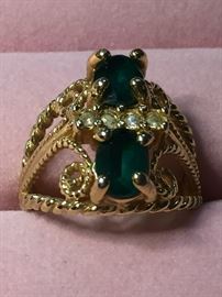 14k rings, Emerald & diamonds
