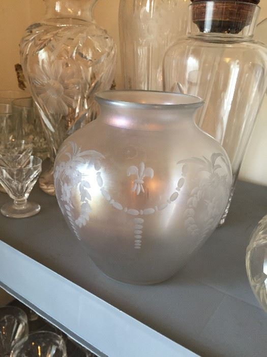 Hawkes Glass iridescent vase