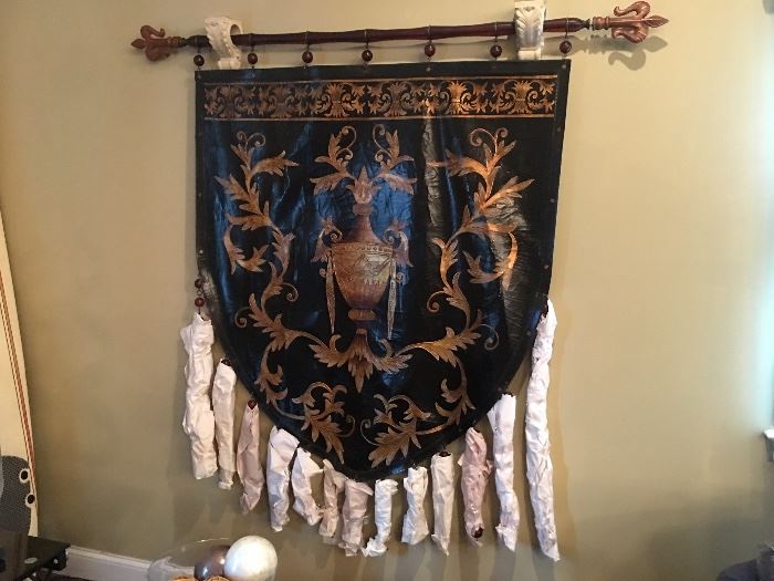 Gold Handpainted Faux Leather Tapestry