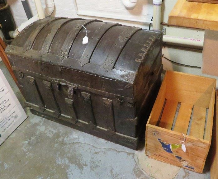 Lots of vintage and antique trunks