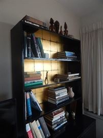 One of two black lacquer book cases built in a primitive way from Korea.