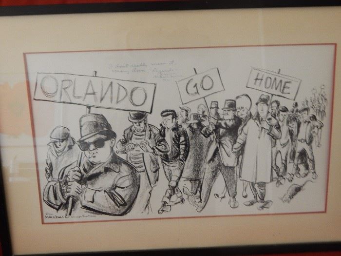 Original graphic drawn and hand signed to the owner... a friend! Famous artist, Bill Mauldin from New Mexico. His work was mostly covering WWll. He was a Cartoonist, Infantryman and Actor.
