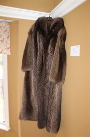 Full length raccoon fur coat