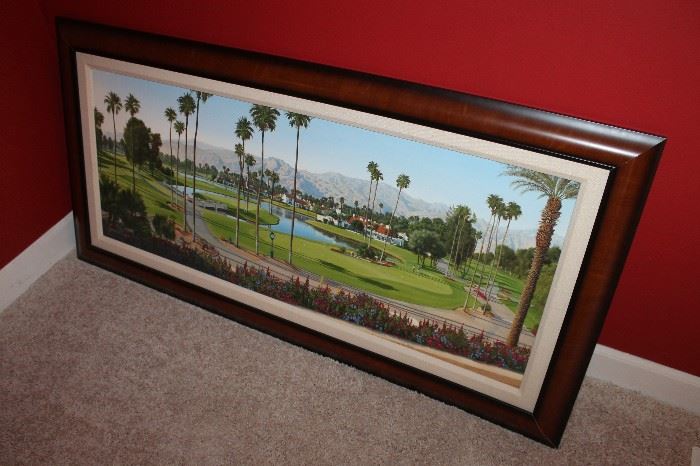 Framed golf themed giclee,  Kraft Nabisco Championship 2012, by Graeme Baxter, signed, artist proof 1/35