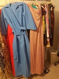 blue jumpsuit, vintage maxi dress