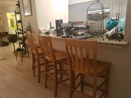 bar stools, waffle maker