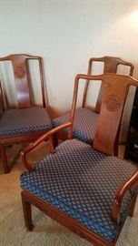 Custom Upholstered Cushioned Teak Chairs