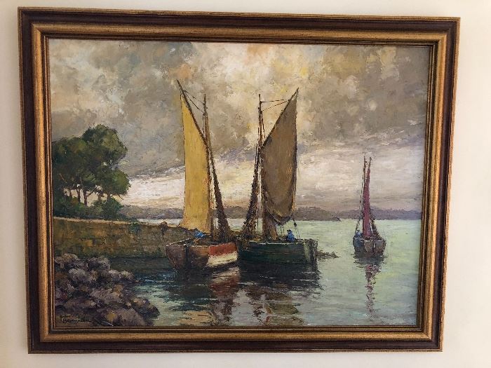 Sailboat Original Oil painting by Andre Beronneau 