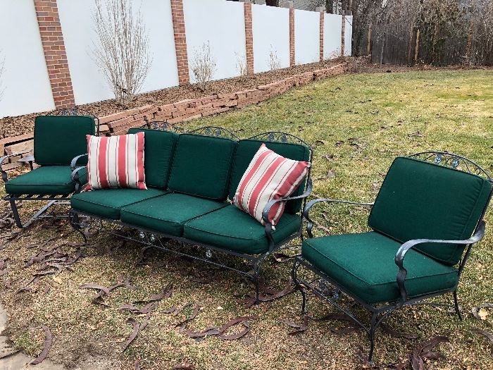 Wrought iron patio sofa and chairs