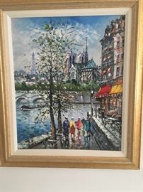 Framed Oil Painting of Paris