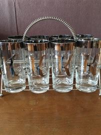 glassware With a "K" monogram and carrying piece
