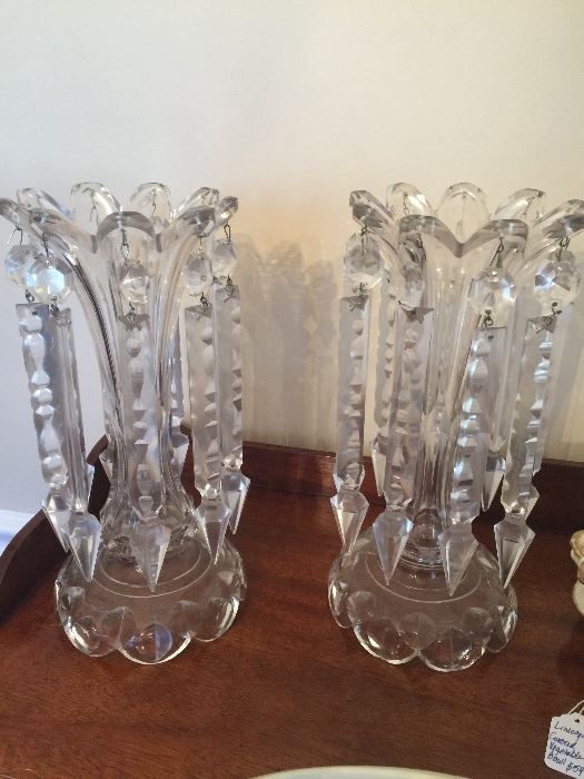 A beautifule pair Clear Luster Mantle pieces.  Great condition. 