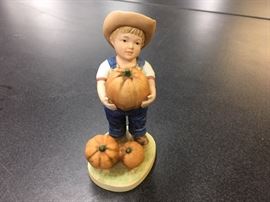 1985 Homco Denim Days Boy with Pumpkins