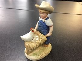 1985 Homco Denim Days Boy with Wheelbarrow