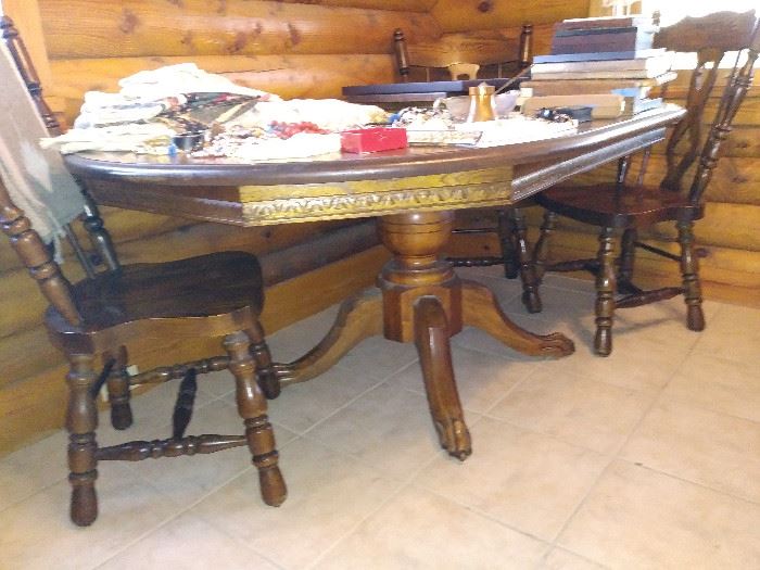 Pine Dining Table with 6 Chairs