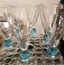 Vintage Bryce Cerulean Fluted Stemware in the Apollo pattern - Set of 6