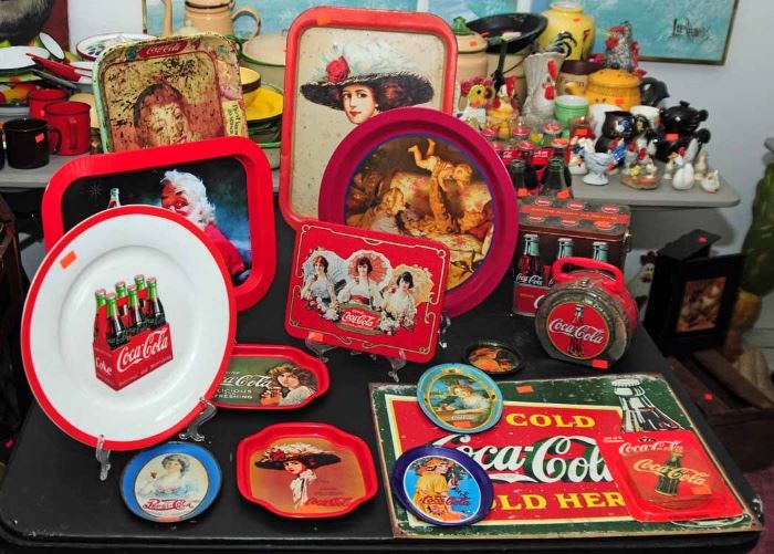 Coca-Cola collectibles (and one Pepsi tip tray)