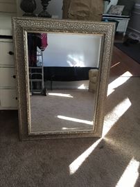 silver/pewter colored beveled mirror