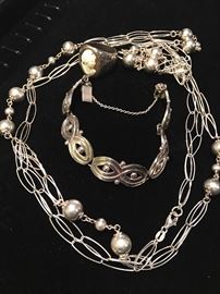 Italian sterling necklace and Jose Luis Flores bracelet. 