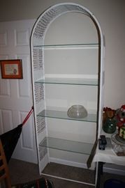 Wicker and glass shelving