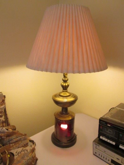 Unusual Brass Lamp with 2 Lights