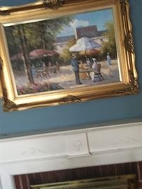 Art work including antique frames...this is a beautiful Impressonist.
