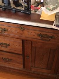 1800's walnut washstand with Marble top 