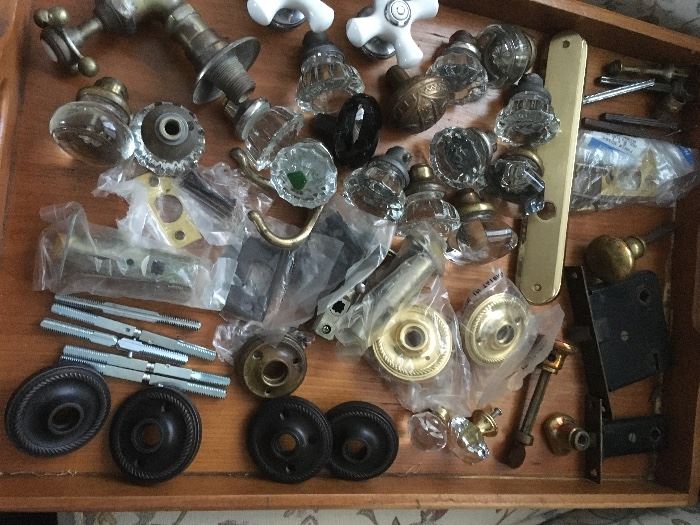 Great collection of hardware including locks and glass door knobs