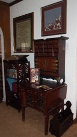 Mahogany Bookstands, Chinese Style Tables and Decorative Stands, Framed Oriental Silks
