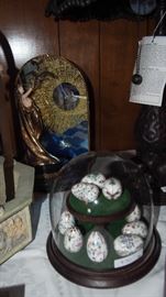 Franklin Mint Egg Collection under glass dome
