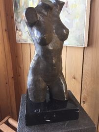 BUY IT NOW! Bronze torso mounted to marble base by Albert Crewe. 17 1/2" tall overall, base is 8" X 8".  Plinth sold separately.  $1450-