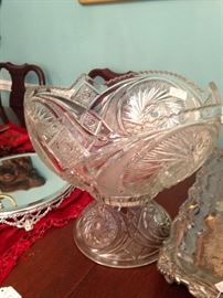 Pressed glass punch bowl