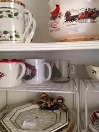 Christmas mugs, plates, and other serving pieces